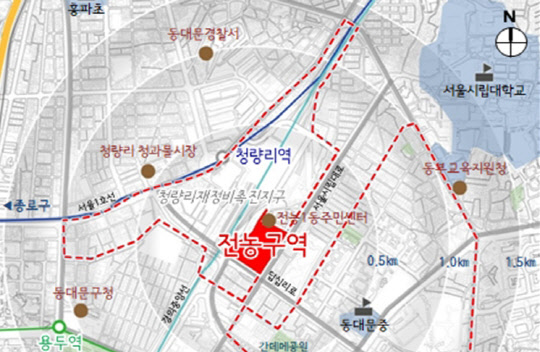 청량리재정비촉진지구 내 전농구역 위치도. <사진=서울시>